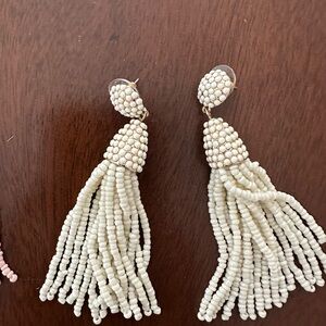 Baublebar White Beaded Tassel Earrings